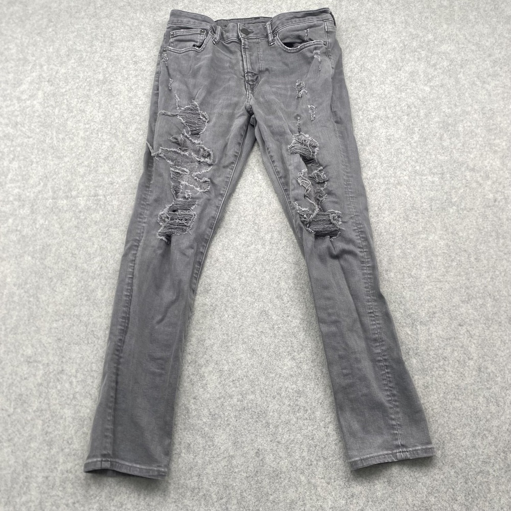 American Eagle Next Level Flex Skinny Jeans Mens 32x30 (31x28) Gray *MINOR STAIN